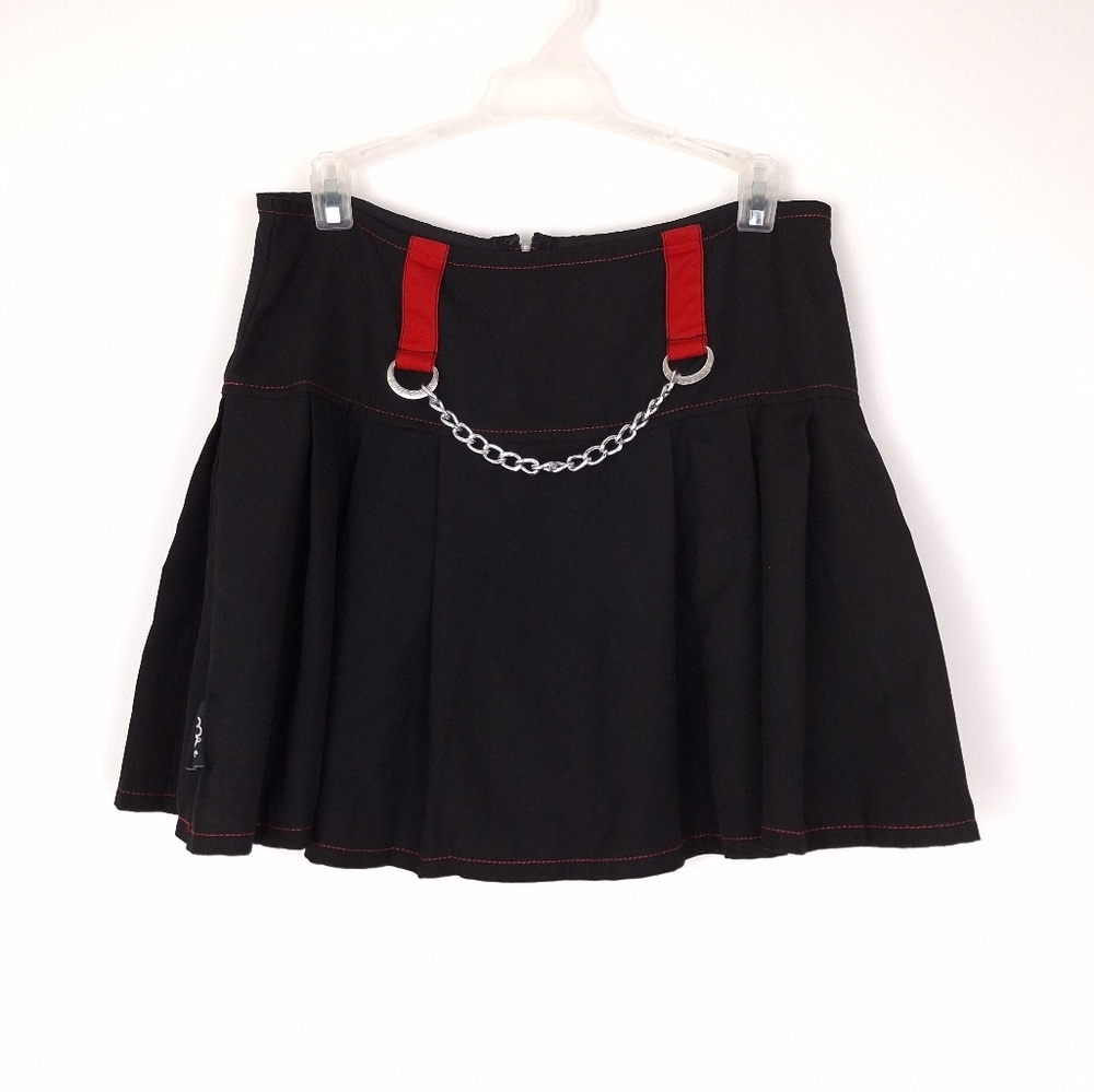 Daang Goodman Royal Bones pleated chain mini skirt mall goth punk alt black red